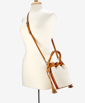 GiGi New York Genevieve Bucket Bag, Italian Canvas with Camel Leather