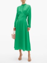 Thumbnail for your product : Emilia Wickstead Autumn Pleated High-neck Crepe Midi Dress - Green