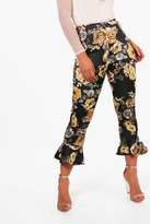 Thumbnail for your product : boohoo Molly Tonal Floral Ruffle Skinny Trousers