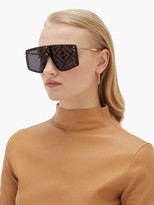 Thumbnail for your product : Fendi Eyeline Ff-print Shield Metal Sunglasses - Multi