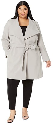 plus size black wrap coat