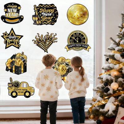 Textiles Hub New Year Cutouts Decorations, Cardboard Cutout Set Of Vintage Happy New Years Cut Outs Decor For Party Wall Bulletin Board Indoor Outdoor Decoration