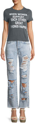 Alice + Olivia AO.LA by Genevive Extreme Distressed Girlfriend Jeans