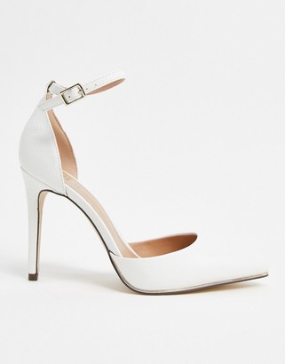 Call it SPRING by ALDO Iconis vegan heeled pumps with ankle strap in white  - ShopStyle