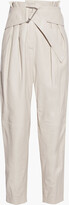 Thumbnail for your product : IRO Husvik Belted Pleated Leather Tapered Pants
