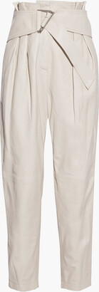 IRO Husvik Belted Pleated Leather Tapered Pants