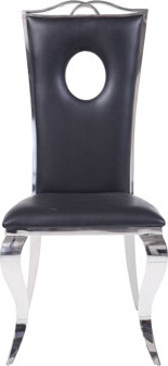 Wateday Cyrene Black Synthetic Leather & Stainless Steel Side Chair (Set of 2)