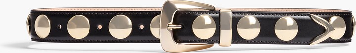 Benny Belt with Studs in Black Leather and Gold