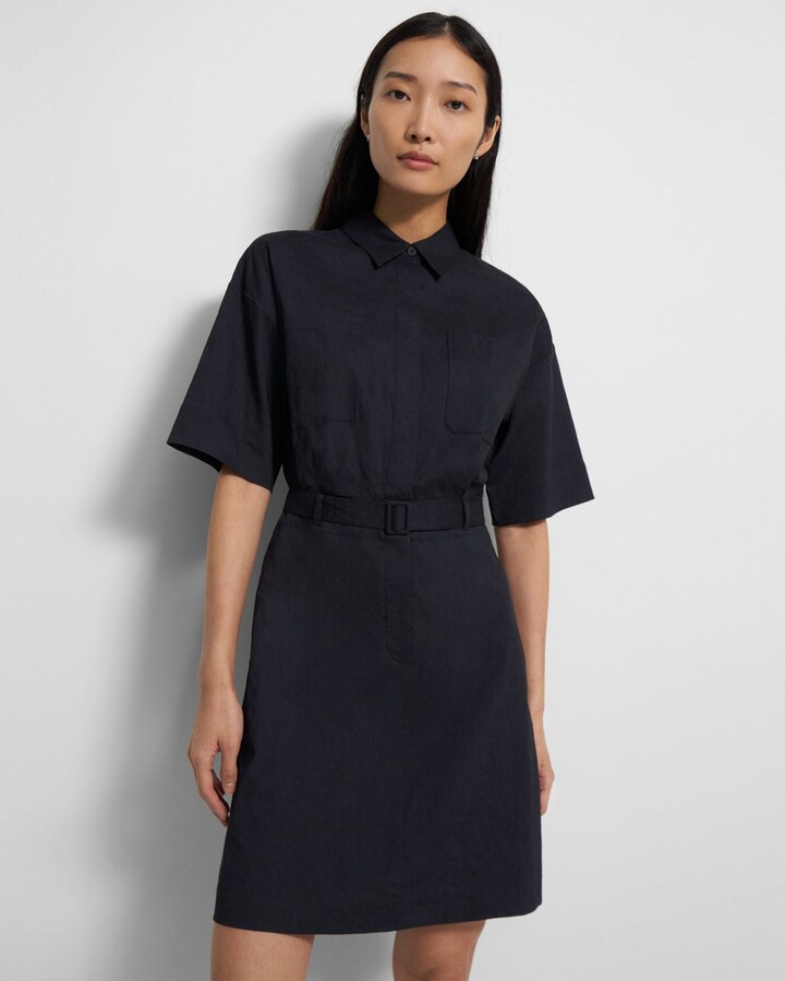 Theory Belted Shirt Dress in Good Linen ShopStyle