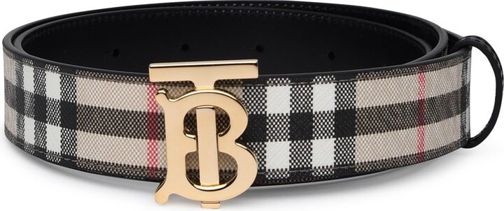 Leather Double Tb Monogram Belt In Black