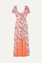 Thumbnail for your product : STAUD Baya Pleated Printed Crepe De Chine And Chiffon Maxi Dress