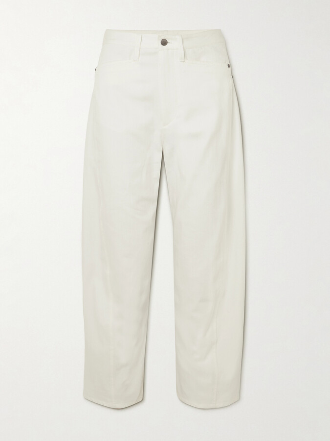 Maria McManus - Bow High-rise Barrel-leg Jeans - White