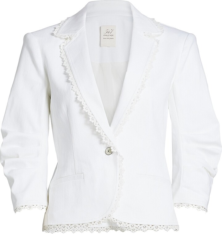 Cinq à Sept Women's Khloe Vineyard Lace Single-Breasted Blazer - White - Size 00