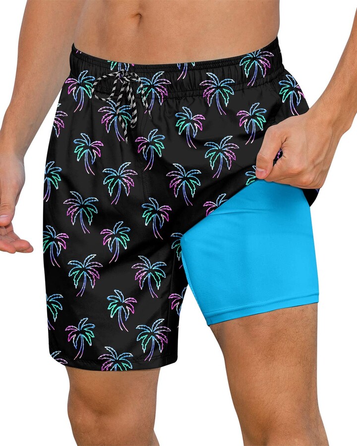 Cozople Mens Swimming Trunks with Compression Liner Swim Shorts 7 inch