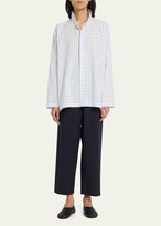 Thumbnail for your product : eskandar Wide Longer Back Double Stand Collar Shirt Mid Plus