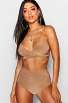 Thumbnail for your product : boohoo Slinky Triangle Bralet & Hotpant Co-Ord Set