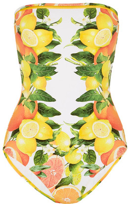 Stella McCartney Mesh-trimmed Printed Bandeau Swimsuit - Yellow