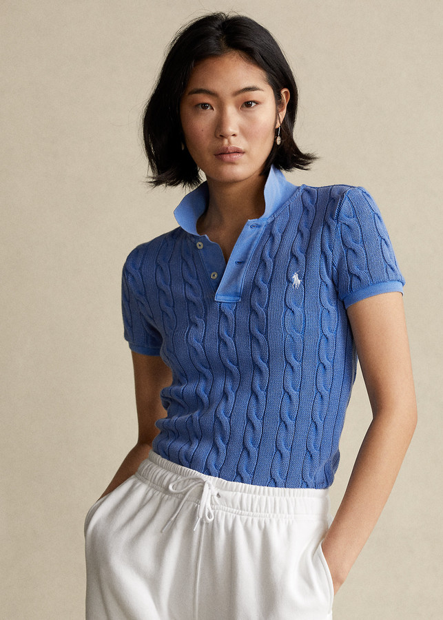 Ralph Lauren Cable-Knit Polo Shirt - ShopStyle Short Sleeve Tops