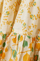 Thumbnail for your product : Yvonne S Tiered Floral-print Cotton Maxi Dress - Neutral