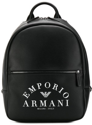 armani leather backpack mens