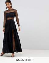 Thumbnail for your product : ASOS Petite PETITE Pleated Dobby & Lace Top Long Sleeve Maxi Dress
