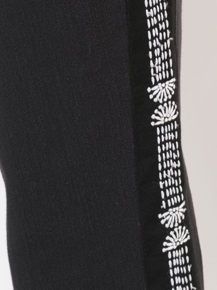 Josie Natori High-Waist Embroidered Trousers