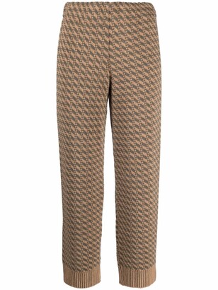 Jejia Geometric-Pattern Cropped Trousers