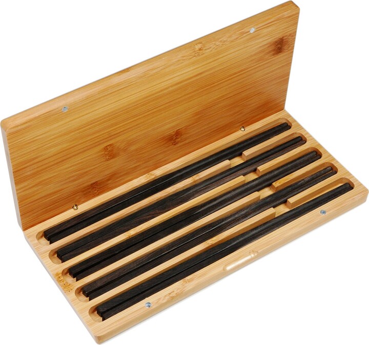 Etsy 5 Pairs Ebony Wood Handmade Chopsticks With Bamboo Gift Box Set
