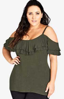 City Chic Ruffle Romance Off the Shoulder Top