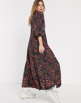 Thumbnail for your product : ASOS DESIGN DESIGN trapeze maxi dress with puff sleeve in mixed daisy print