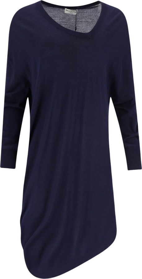 Balenciaga Wool, Silk & Cashmere Blend Asymmetric Dress