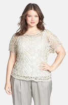 Thumbnail for your product : Eileen Fisher Brushstroke Satin Ballet Neck Tape Yarn Top (Plus Size)