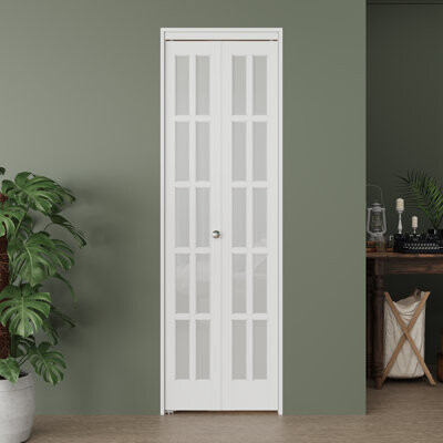 Win Stellar Frosted Glass Finished Surface French Style Bi-Fold Door With Hardware Kit