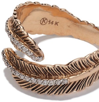 Kismet by Milka 14kt rose gold Double row feather diamond pinky ring