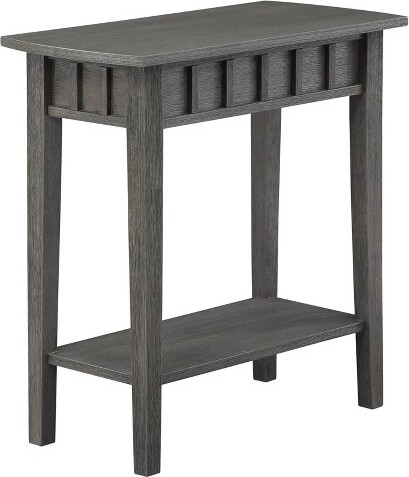 Breighton Home DennisEndTablewithShelfWirebrushDarkGray-BreightonHome:Mid-CenturyModernStyleRubberwoodFrameMDFTop2-TierStorage
