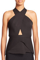 Thumbnail for your product : BCBGMAXAZRIA Remmie Open-Back Peplum Halter Top