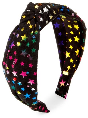 Bari Lynn Rainbow Star-Print Swarovski Crystal-Embellished Knot Headband