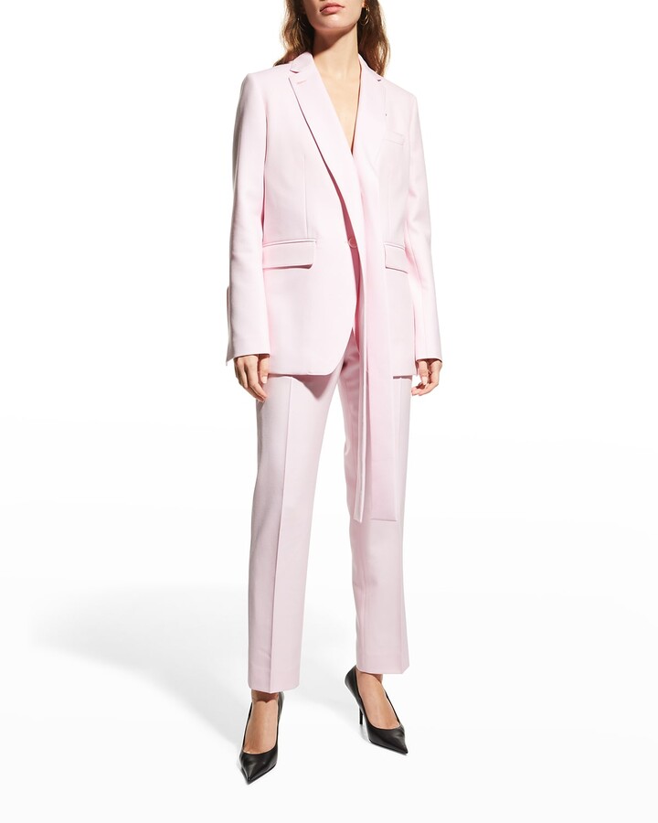 blush pink pants suit
