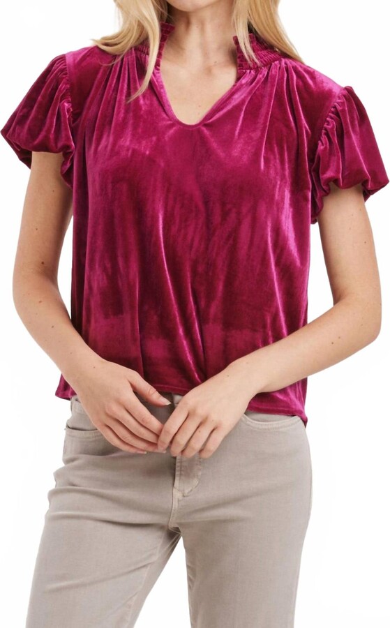 Another Love Eira Velvet Top In Blackberry