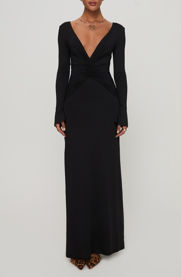 Princess Polly Lezure Plunge Long Sleeve Maxi Dress