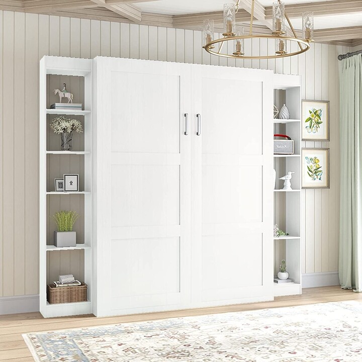 Mixoy Murphy Bed with 2 Side Folding Wall Bed for Bedroom