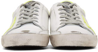 Golden Goose White and Yellow Fluo Superstar Sneakers