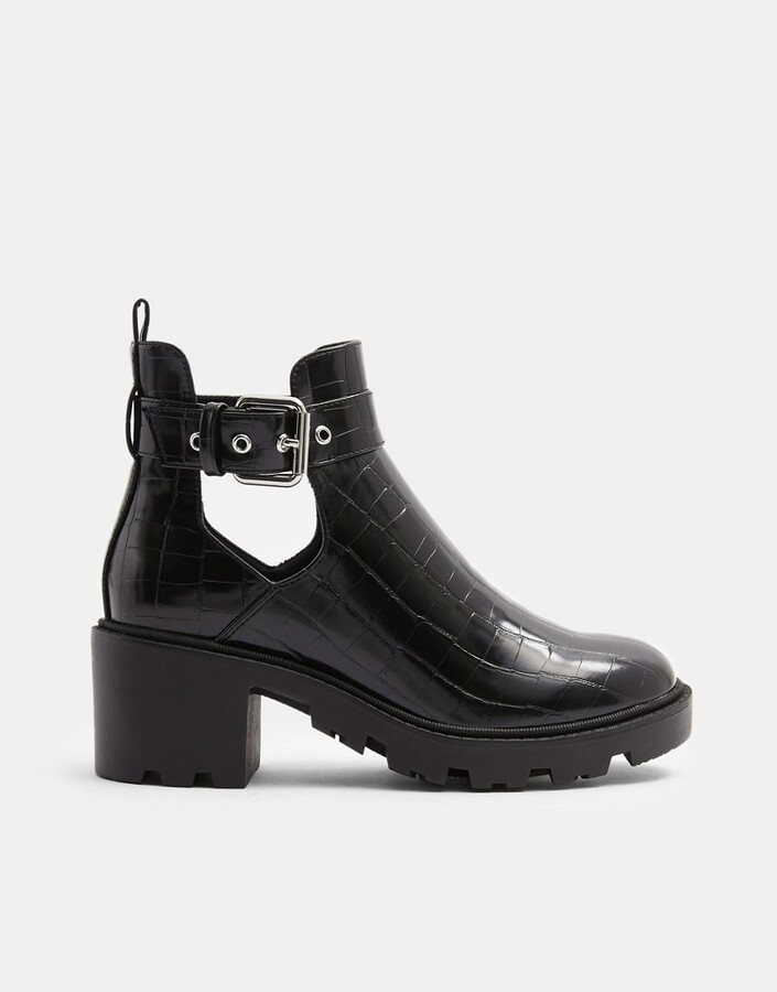 Topshop cut-out heeled boots in black - ShopStyle