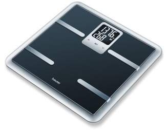 Beurer Glass Body Analysis Bathroom Scale with Large 2-Line LCD Display in Black