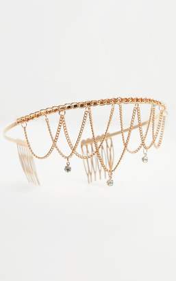 PrettyLittleThing Gold Diamante Chain Headband