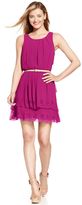 Thumbnail for your product : Jessica Simpson Sleeveless Belted Laser-Cut Dress