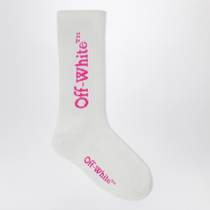 Off-White White socks with pink logo ShopStyle