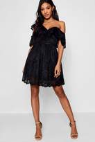 Thumbnail for your product : boohoo Lace Off the Shoulder Skater Dress