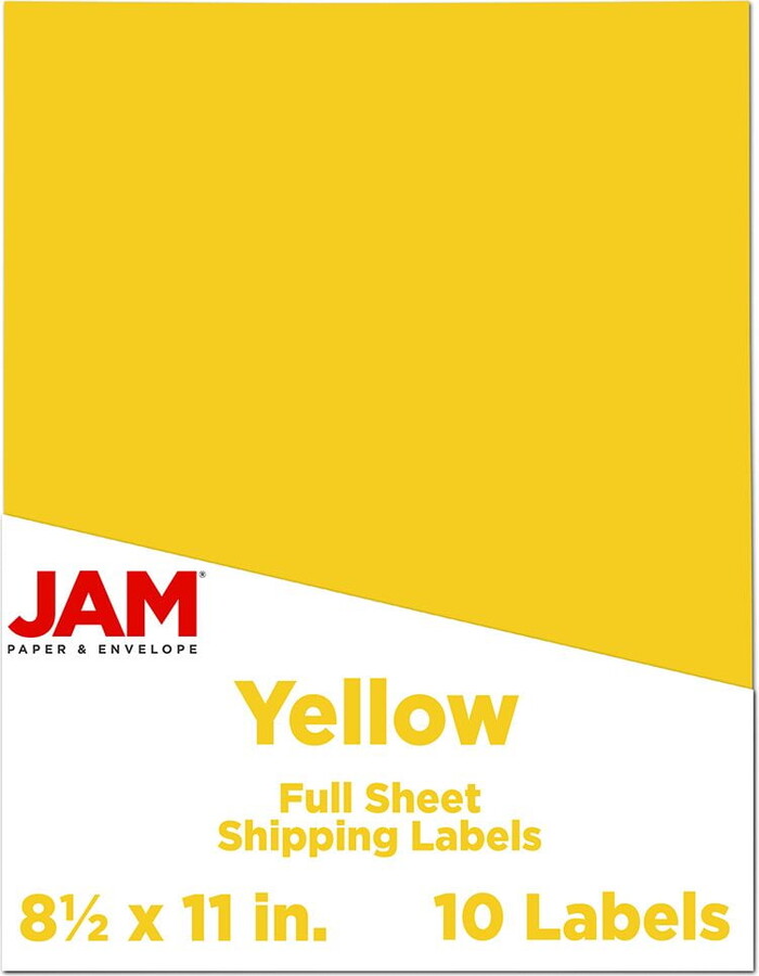 JAM Paper Full Page Labels, 8 1/2 x 11, Yellow, 10/Pack