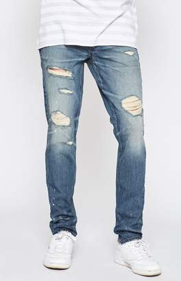 PacSun Stacked Skinny Ripped Zip Dark Jeans